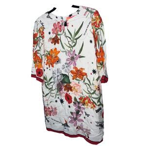 Vilagallo Floral Print Shift Dress White Multicolor Size 36 (Small)